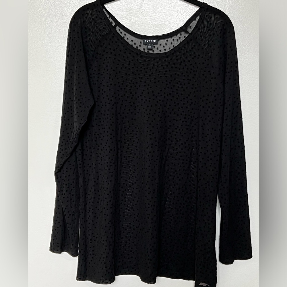 Plus size black mesh top